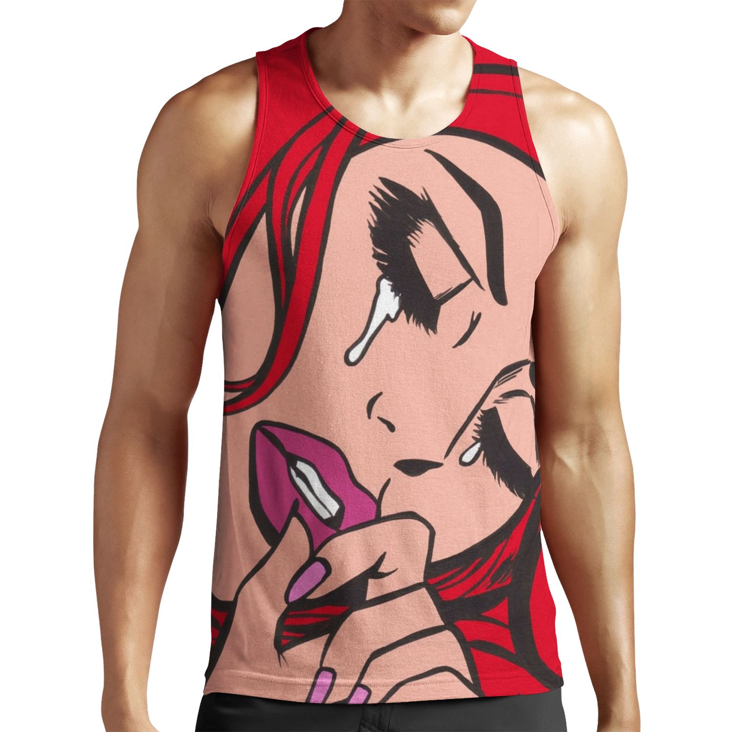 Red Hair Crying Comic Girl All-over-print Unisex Tank Top