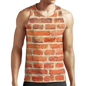 Red Vinatge Brick Wall Pattern Photography Brick Print All-over-print Unisex Tank Top
