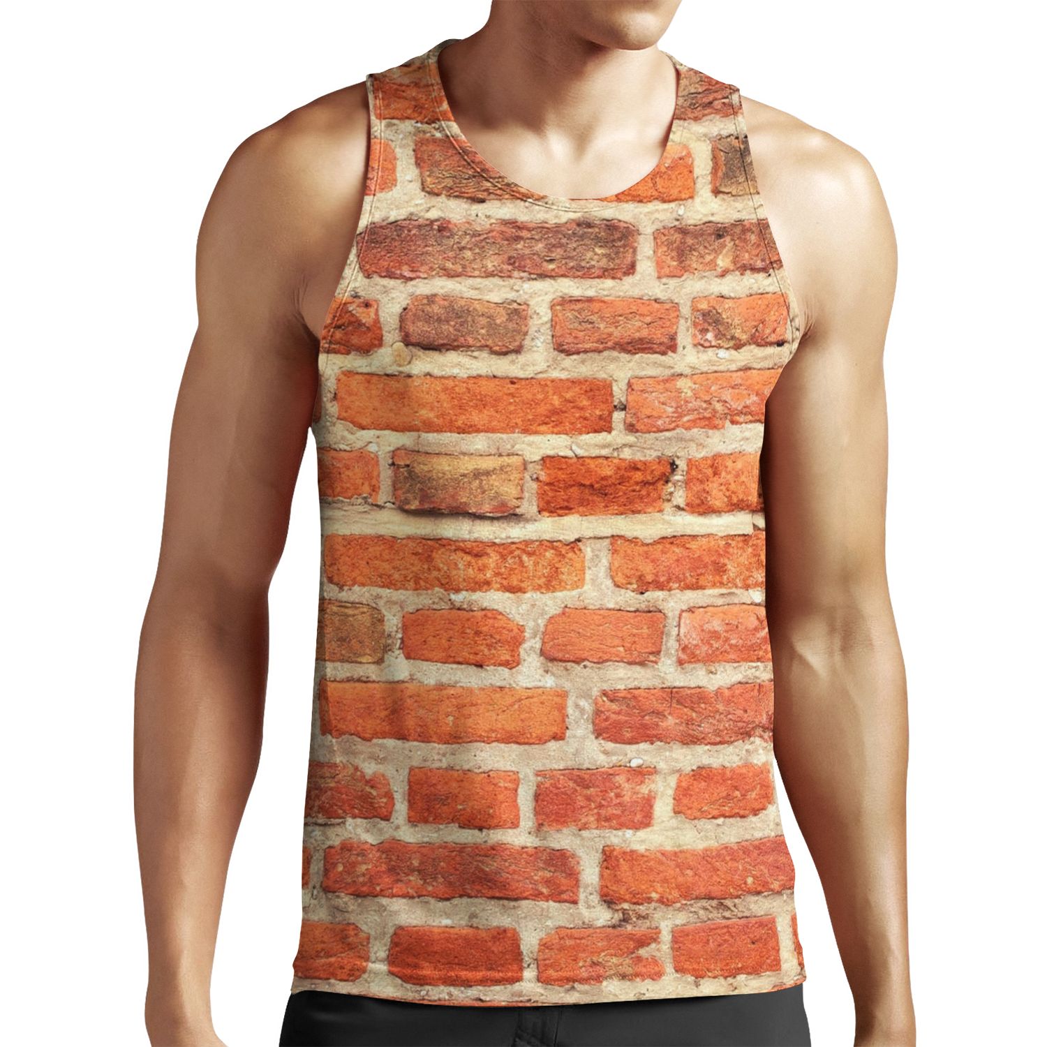 Red Vinatge Brick Wall Pattern Photography Brick Print All-over-print Unisex Tank Top