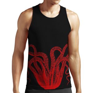 Red Vintage Octopus Tentacles Illustration All-over-print Unisex Tank Top