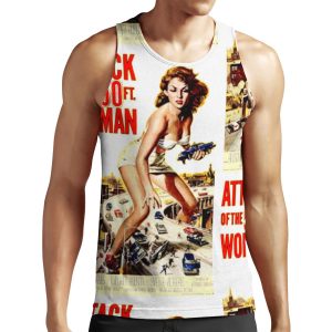 Retro Vintage Drive In Movie Attack Of The 50 Ft Woman All-over-print Unisex Tank Top
