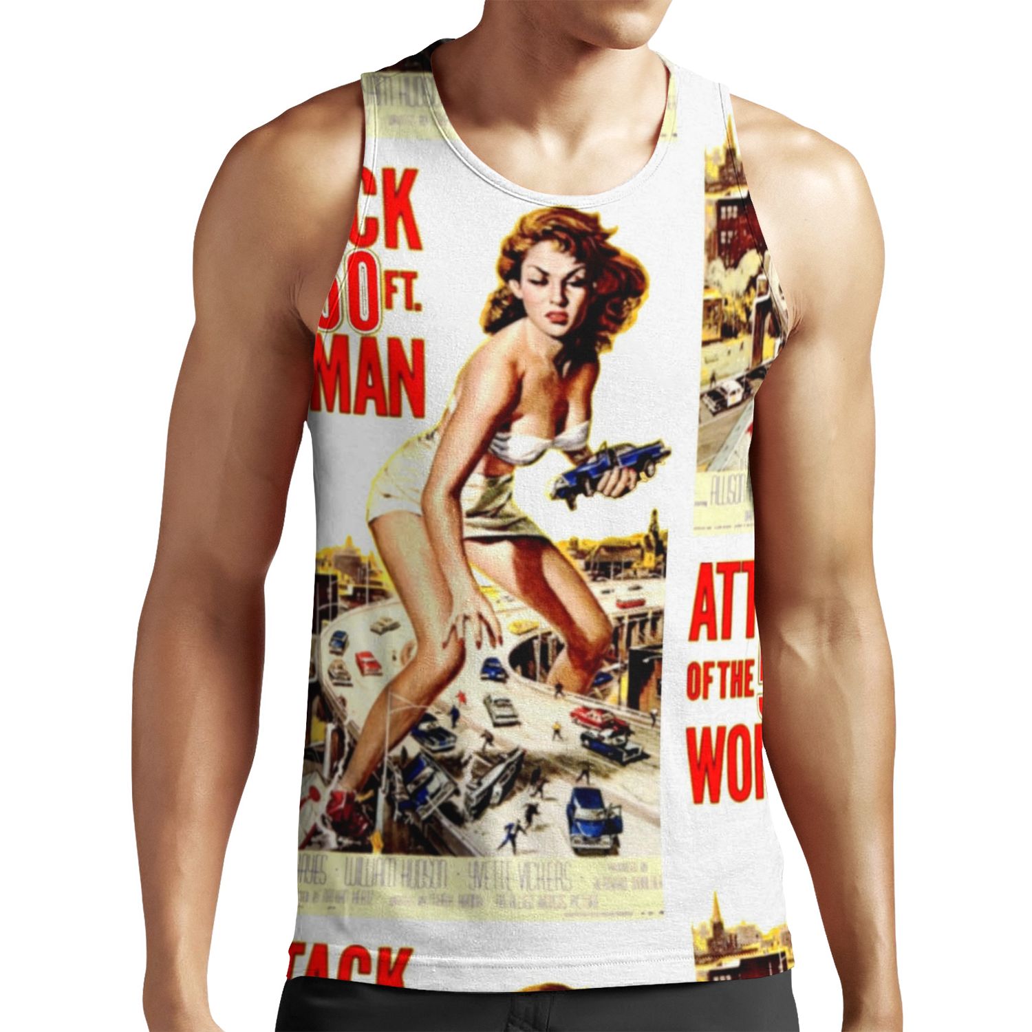 Retro Vintage Drive In Movie Attack Of The 50 Ft Woman All-over-print Unisex Tank Top