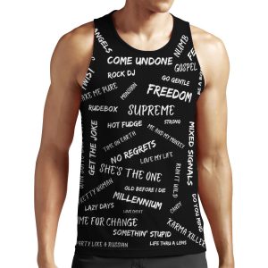 Robbie Williams Song Titles Black All-over-print Unisex Tank Top