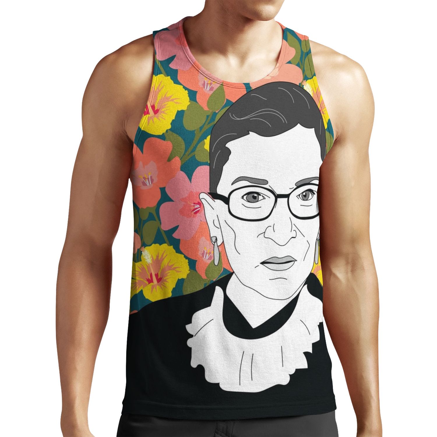 Ruth Bader Ginsburg Floral All-over-print Unisex Tank Top
