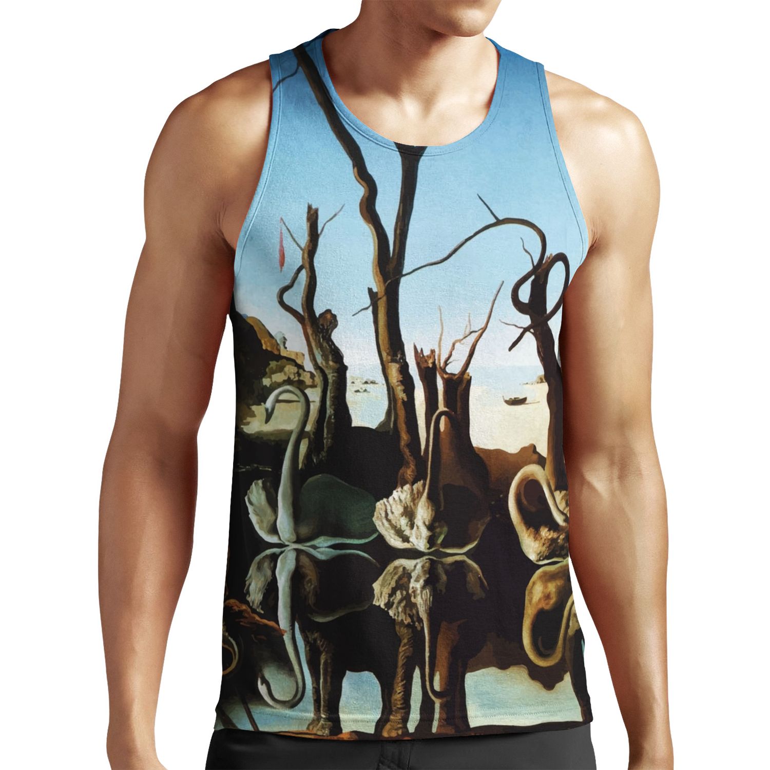 Salvador Dali Swans Reflecting Elephants All-over-print Unisex Tank Top