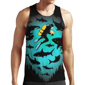 Screwed Funny Shark And Diver Illustration All-over-print Unisex Tank Top