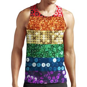 Sequin Print Pride Flag All-over-print Unisex Tank Top