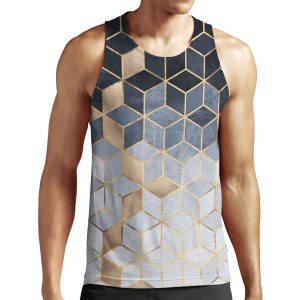 Soft Blue Gradient Cubes All-over-print Unisex Tank Top