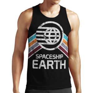 Spaceship Earth Logo In Vintage Distressed Retro Style All-over-print Unisex Tank Top
