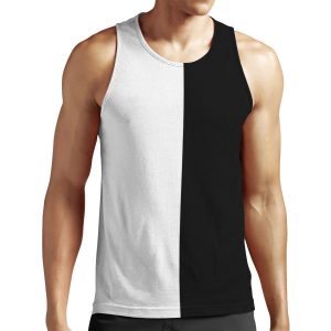 Split White And Black All-over-print Unisex Tank Top