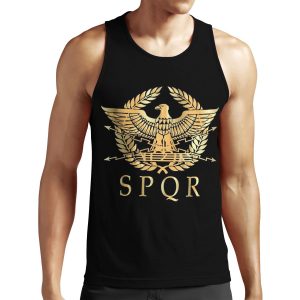 Spqr Roman Empire Standard Eagle Emblem Vintage Gold Shield All-over-print Unisex Tank Top