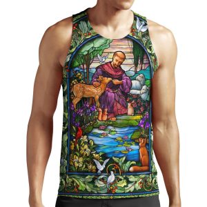 St Francis Stained Glass All-over-print Unisex Tank Top