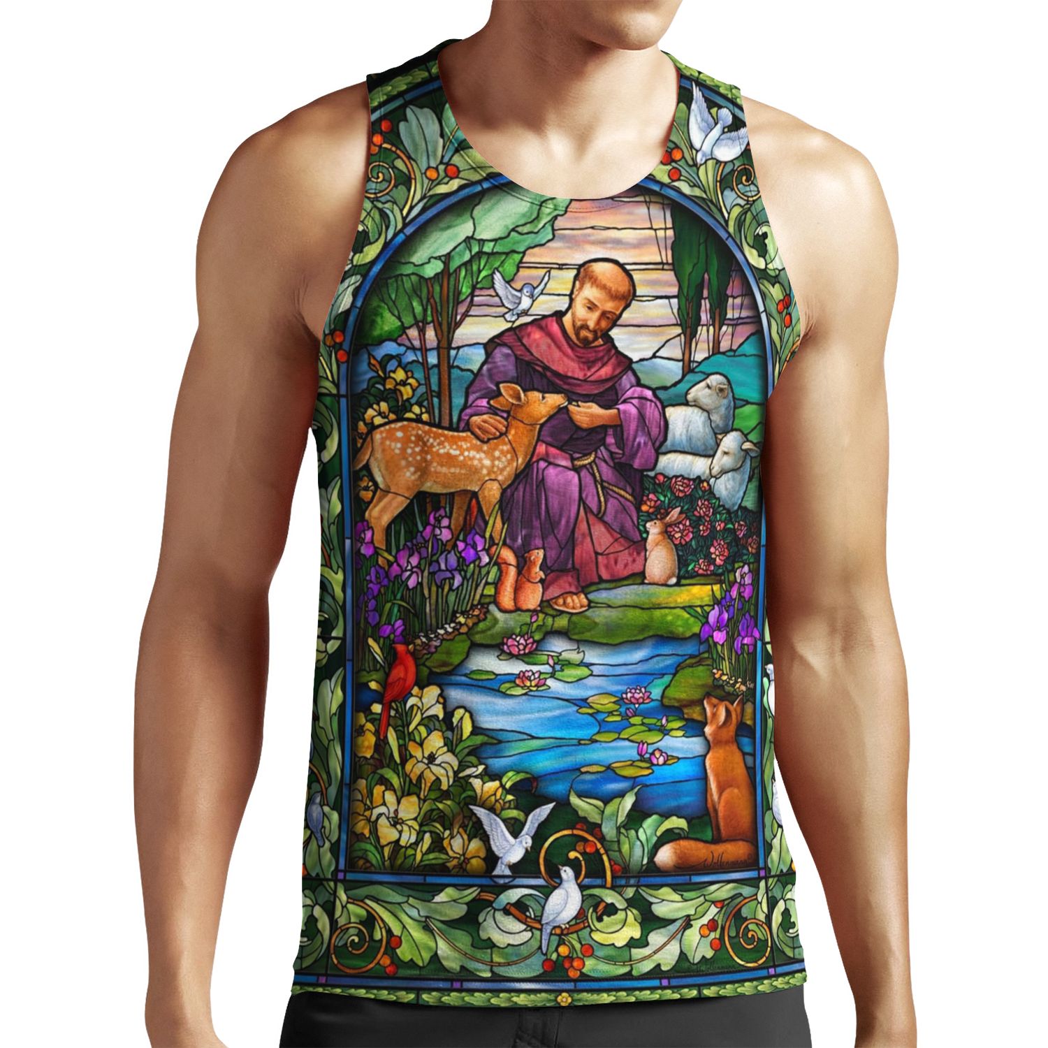St Francis Stained Glass All-over-print Unisex Tank Top