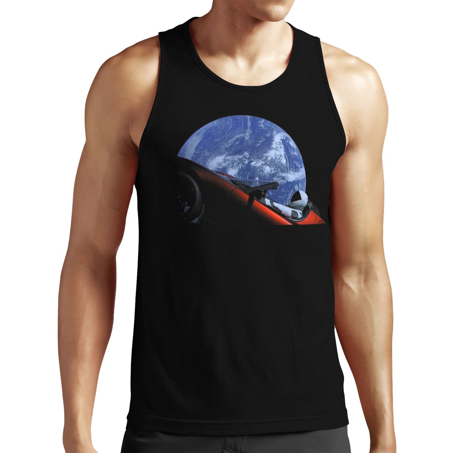 Starman In Tesla Roadster In Space All-over-print Unisex Tank Top