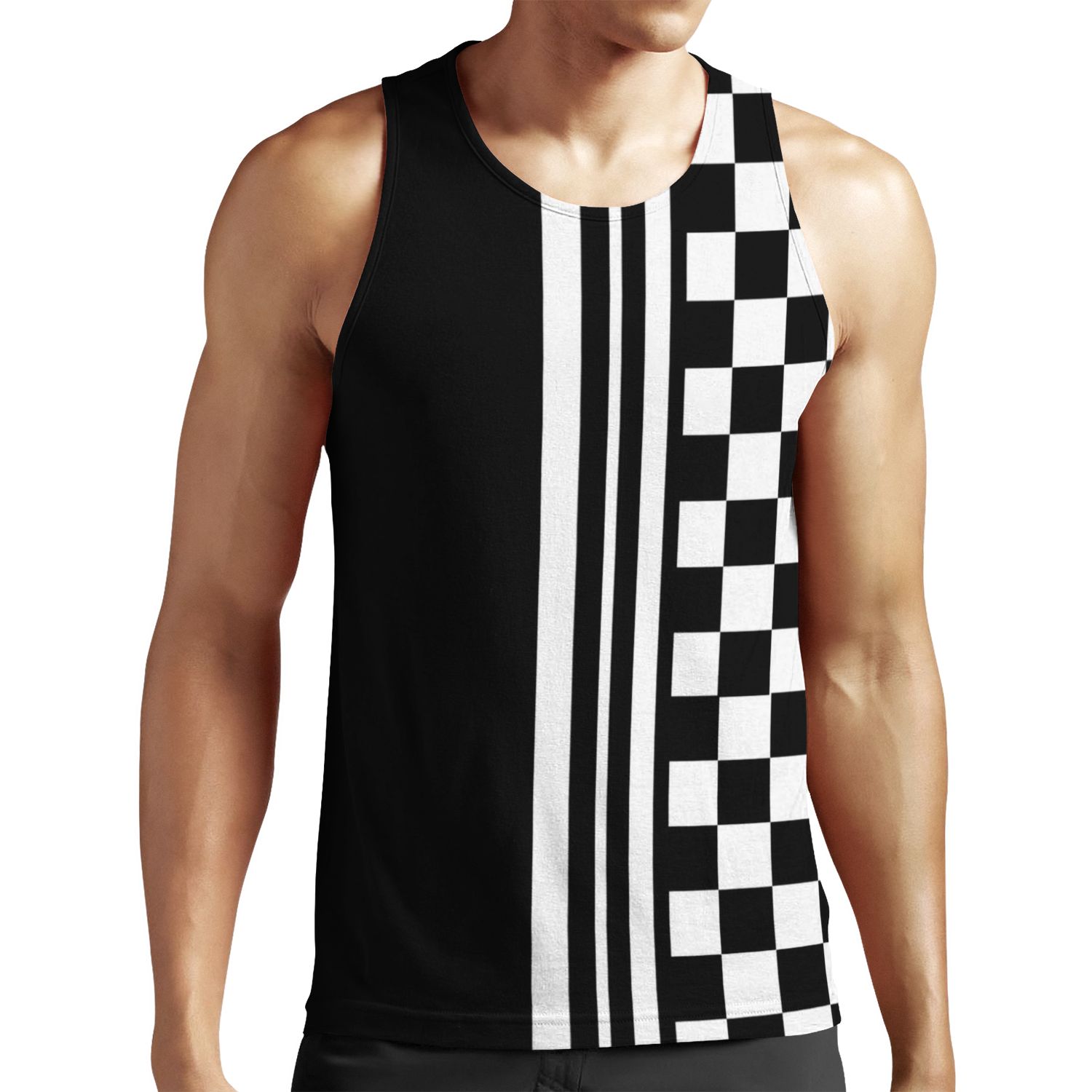 Stylish Black And White Ska Inspired All-over-print Unisex Tank Top