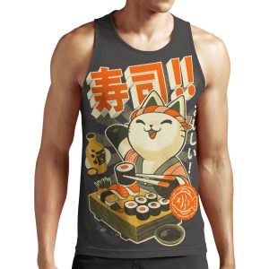 Sushi Chef Cat Funny Restaurant Kitty Japanese Food All-over-print Unisex Tank Top