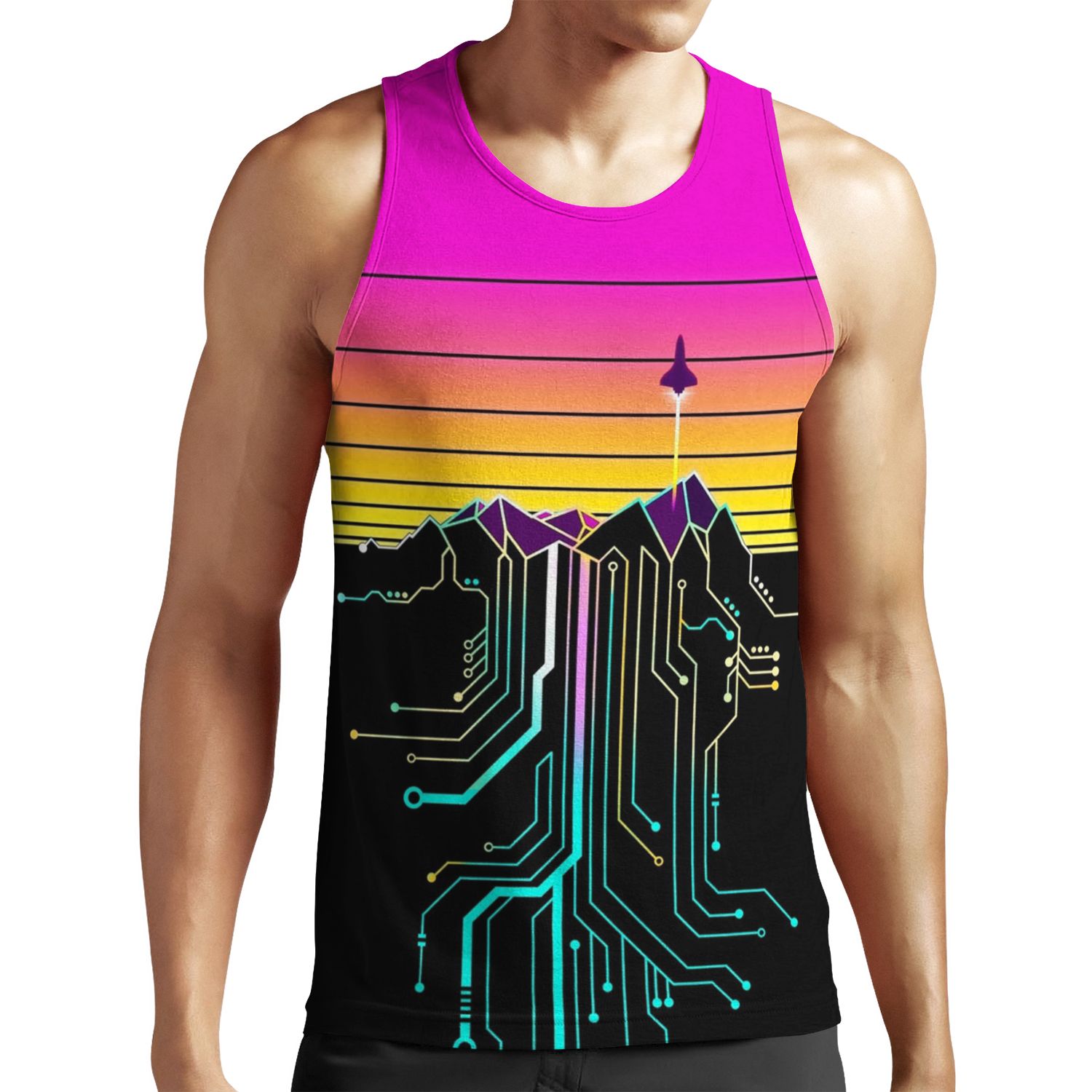 Synth Mountain Sunrise All-over-print Unisex Tank Top