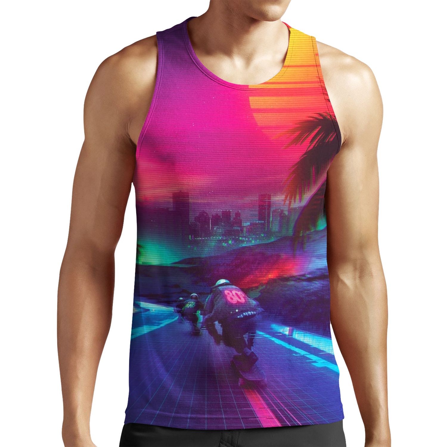 Synthwave Midnight Outrun All-over-print Unisex Tank Top