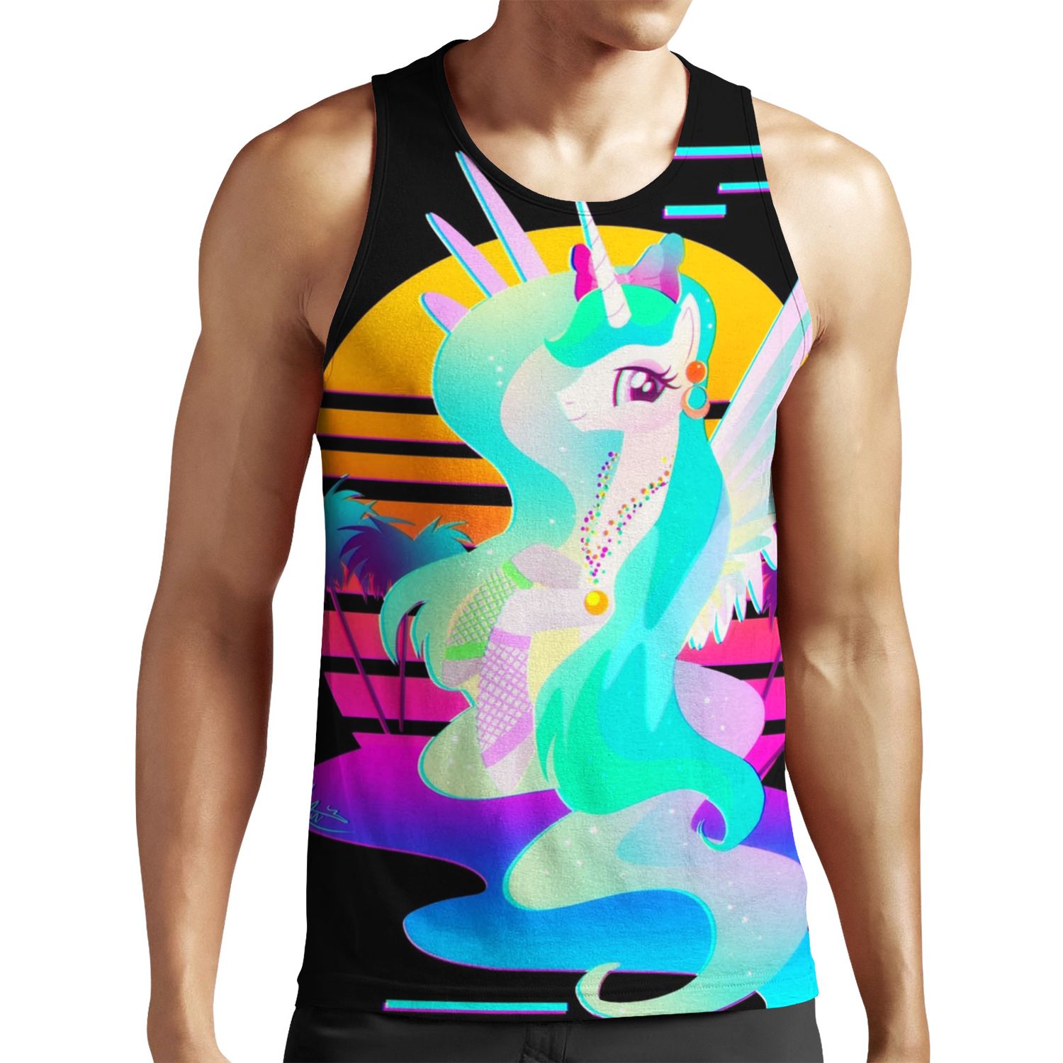 Synthwave Princess Celestia All-over-print Unisex Tank Top