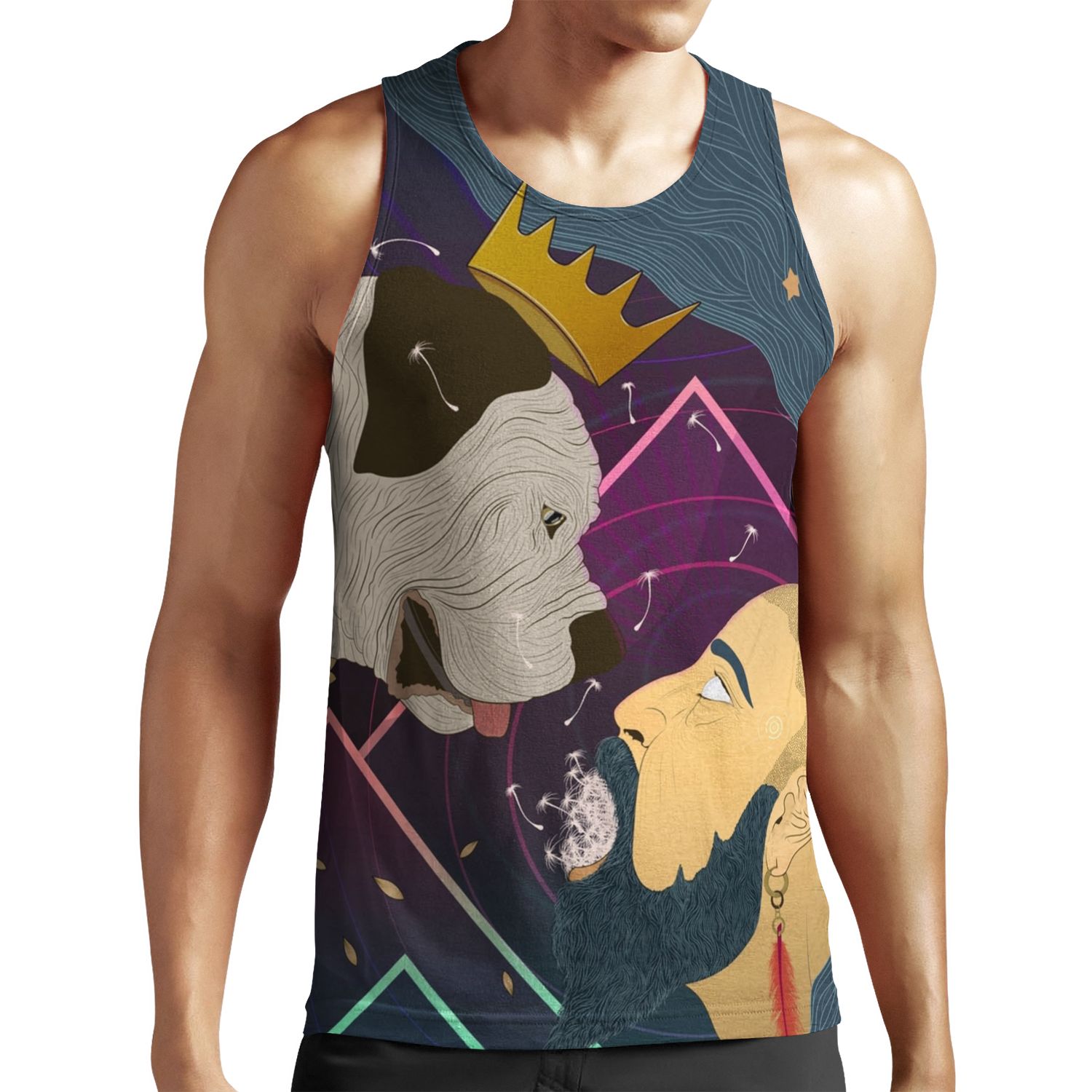 Tarot Major Arcana 00 The Fool Long Hair Man With A Dog All-over-print Unisex Tank Top