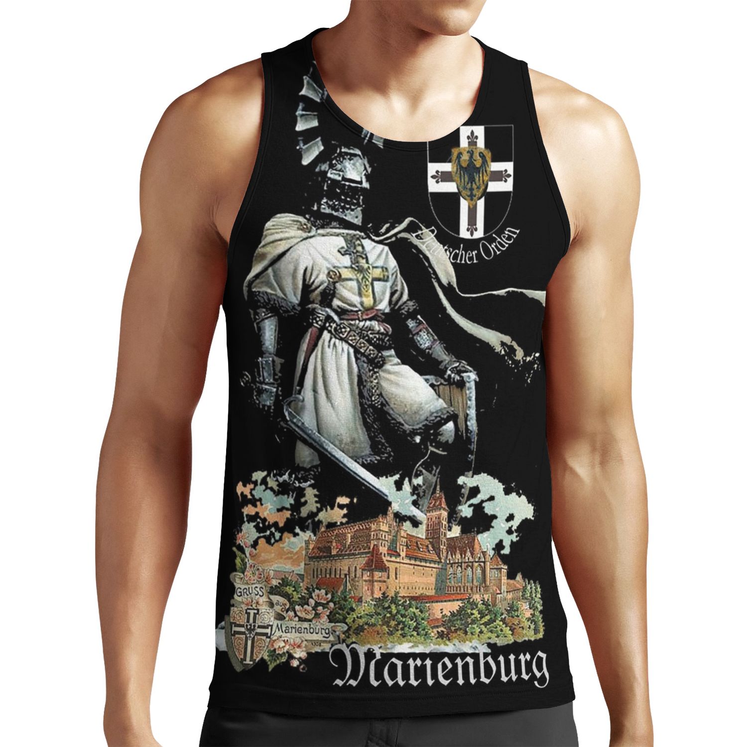Teutonic Knight With Coat Of Arms And Marienburg Castle All-over-print Unisex Tank Top