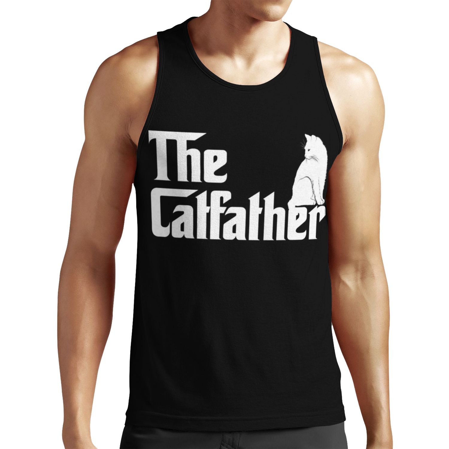 The Catfather All-over-print Unisex Tank Top Funny Cat Parody Men Fathers Day Gift All-over-print Unisex Tank Top