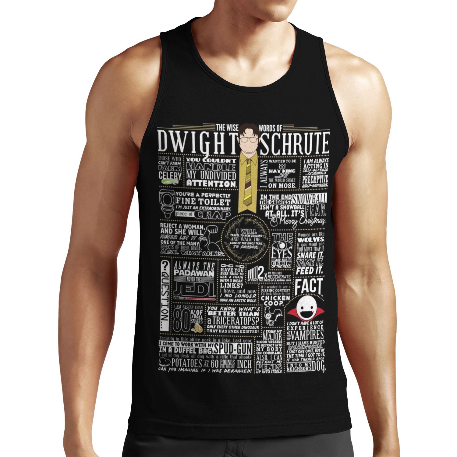 The Wise Words Of Dwight Schrute Dark Tee All-over-print Unisex Tank Top