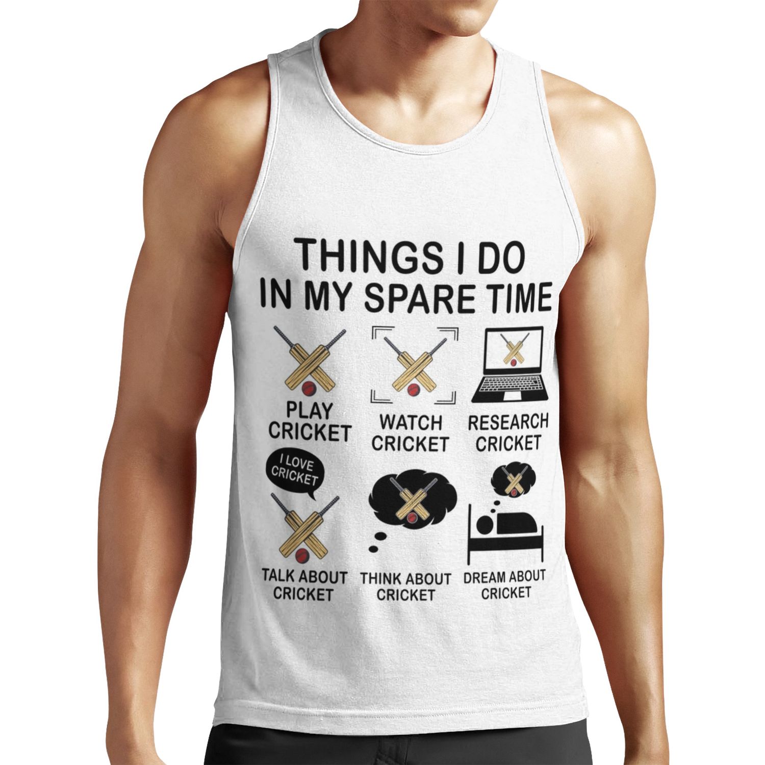 Things I Do In My Spare Time Cricket Lover Cricketer Funny Cricket Player Gift For Cricket Fan All-over-print Unisex Tank Top