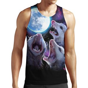 Three Opossums Howling At The Moon Funny Possum All-over-print Unisex Tank Top