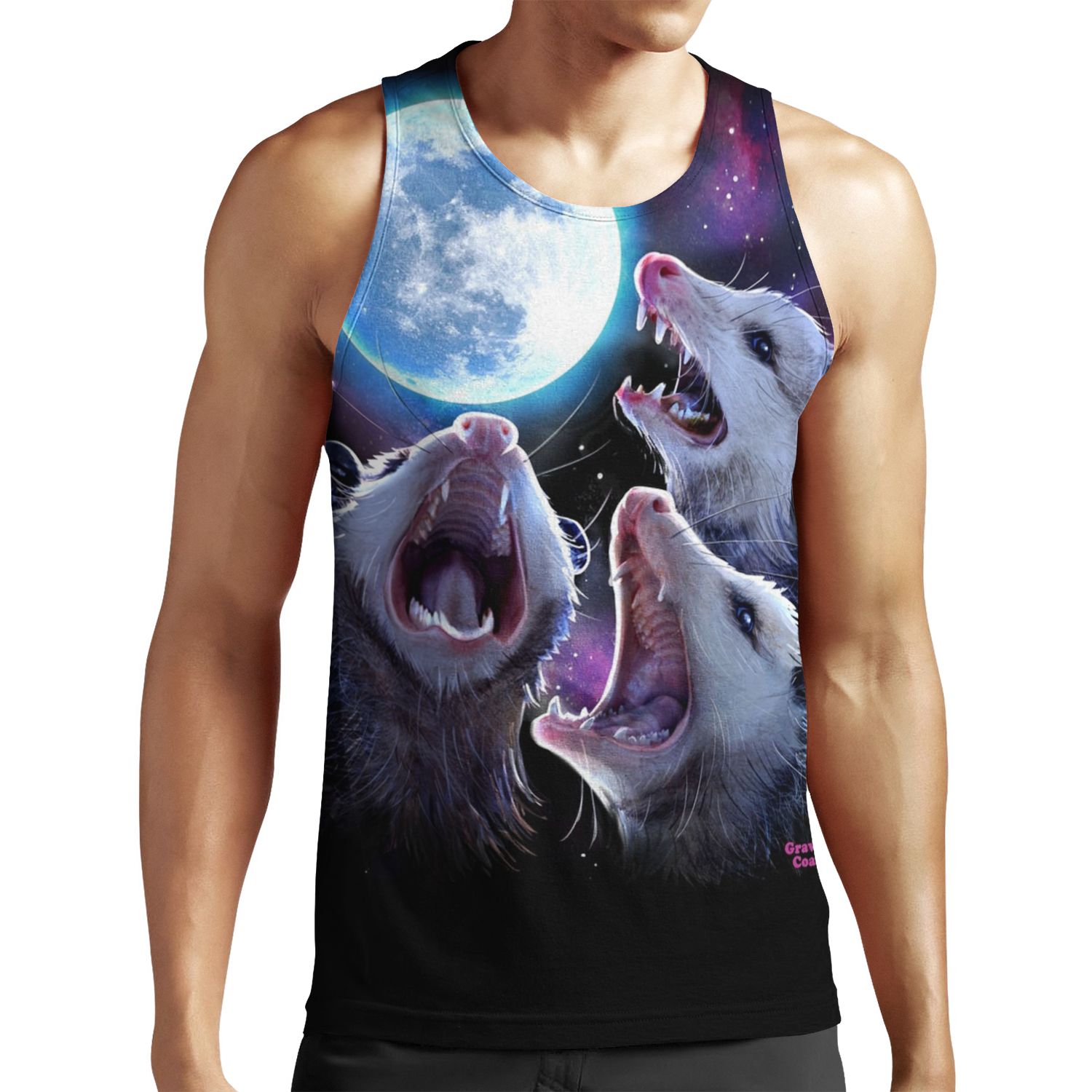 Three Opossums Howling At The Moon Funny Possum All-over-print Unisex Tank Top