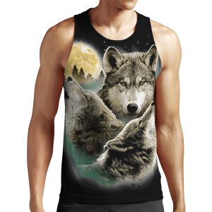 Three Wolves Howling In Moonlight All-over-print Unisex Tank Top