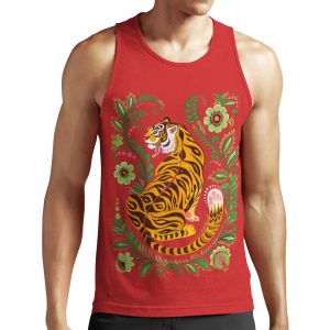 Tiger Folk Art All-over-print Unisex Tank Top