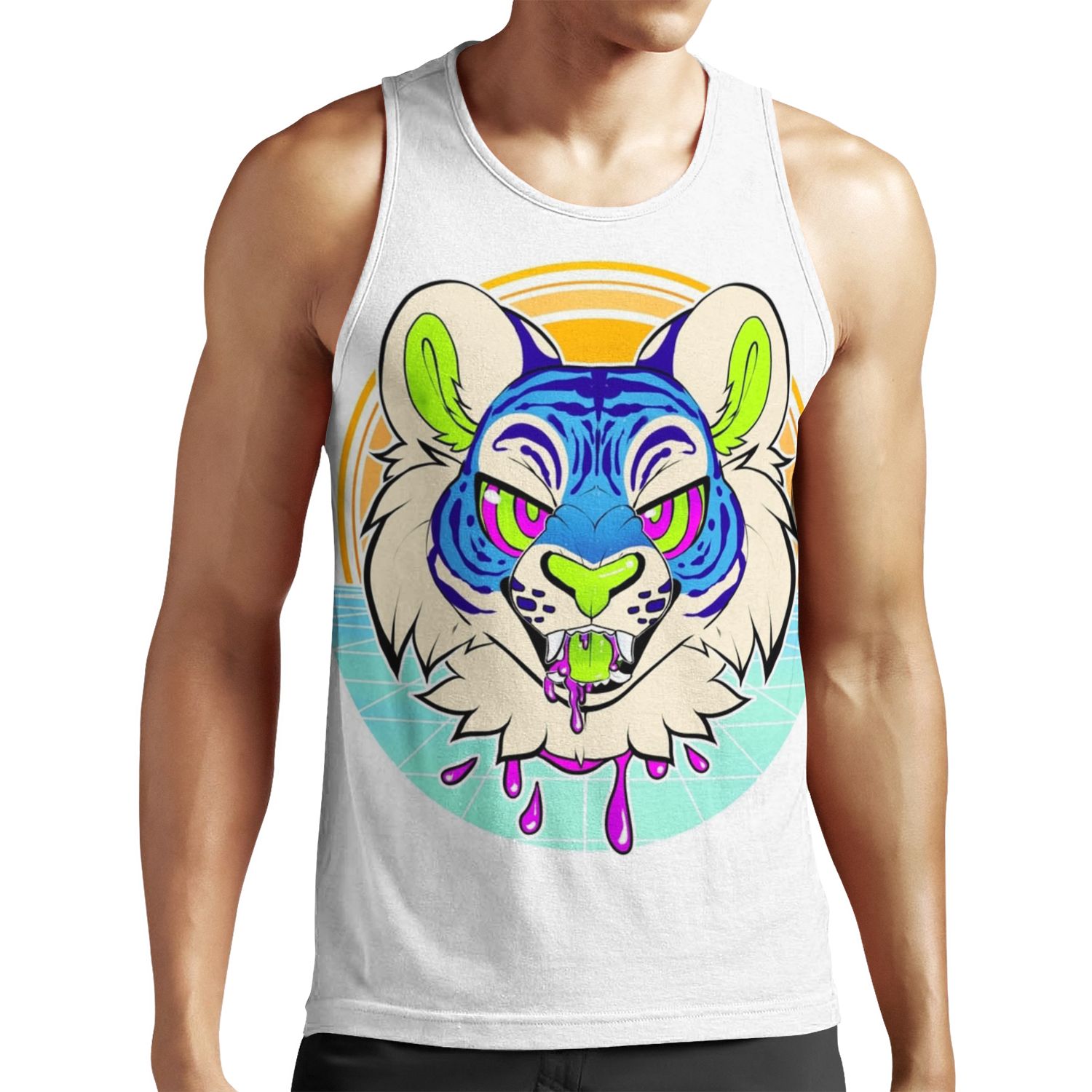 Tiger Vaporwave All-over-print Unisex Tank Top