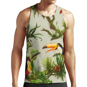 Toucans And Bromeliads Canvas Background All-over-print Unisex Tank Top