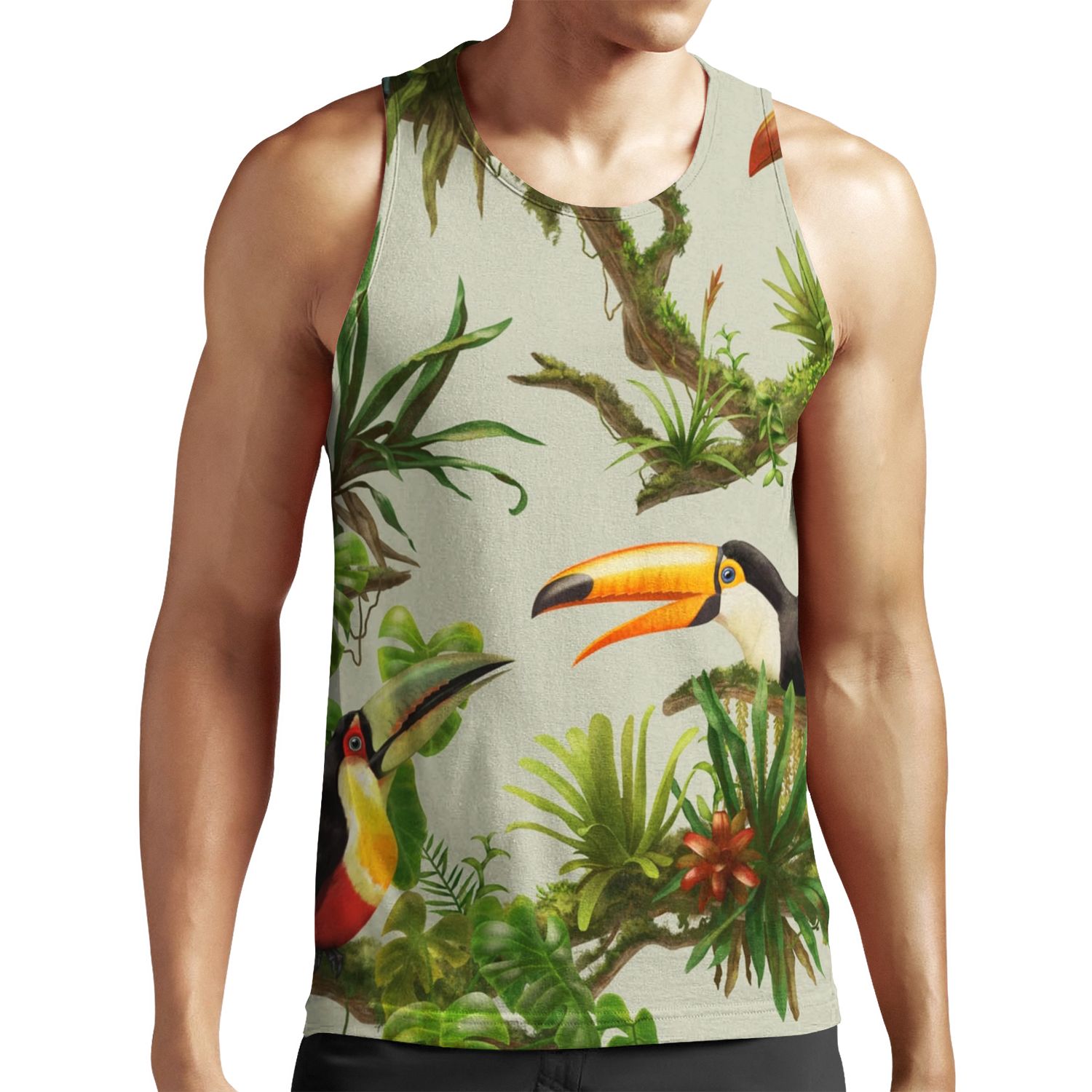 Toucans And Bromeliads Canvas Background All-over-print Unisex Tank Top