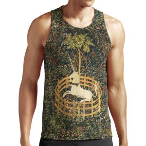 Unicorn And Gothic Fantasy Flowers Green Floral Motifs All-over-print Unisex Tank Top