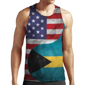 Usa And Bahamas Dual Flag Yin Yang Combination All-over-print Unisex Tank Top