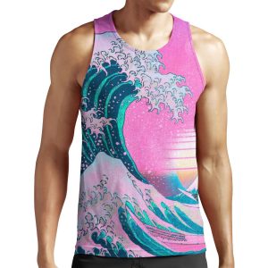 Vaporwave Aesthetic Great Wave Off Kanagawa Retro Sunset All-over-print Unisex Tank Top
