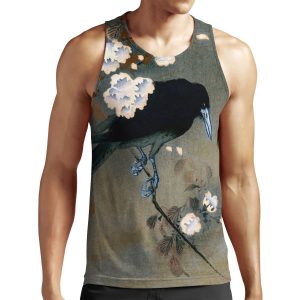 Vintage Japanese Crow And Blossom Woodblock Print All-over-print Unisex Tank Top