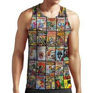 Vintage Superhero Comic Book Collection Pattern Face Mask All-over-print Unisex Tank Top