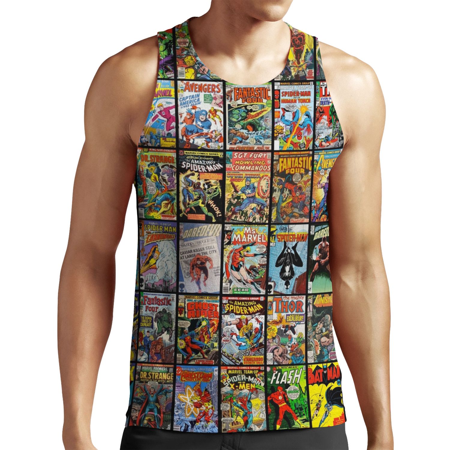 Vintage Superhero Comic Book Collection Pattern Face Mask All-over-print Unisex Tank Top