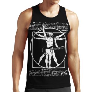 Vitruvian Man Playing The Guitar Da Vinci Guitarist Leonardo Da Vinci Parody All-over-print Unisex Tank Top