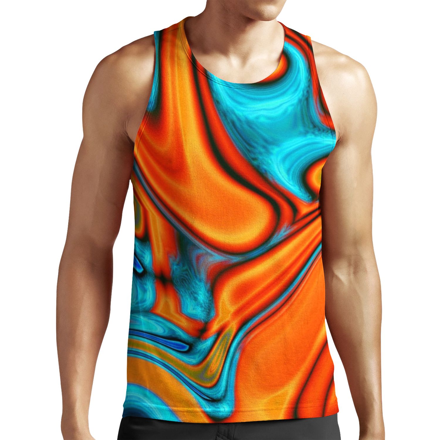 Vivid Modern Southwest Hipster Turquoise Orange Swirls All-over-print Unisex Tank Top