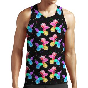 Watercolor Balloon Dogs On Black All-over-print Unisex Tank Top