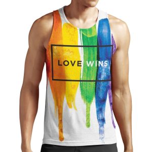 Watercolor Lgbt Love Wins Rainbow Paint Typographic All-over-print Unisex Tank Top