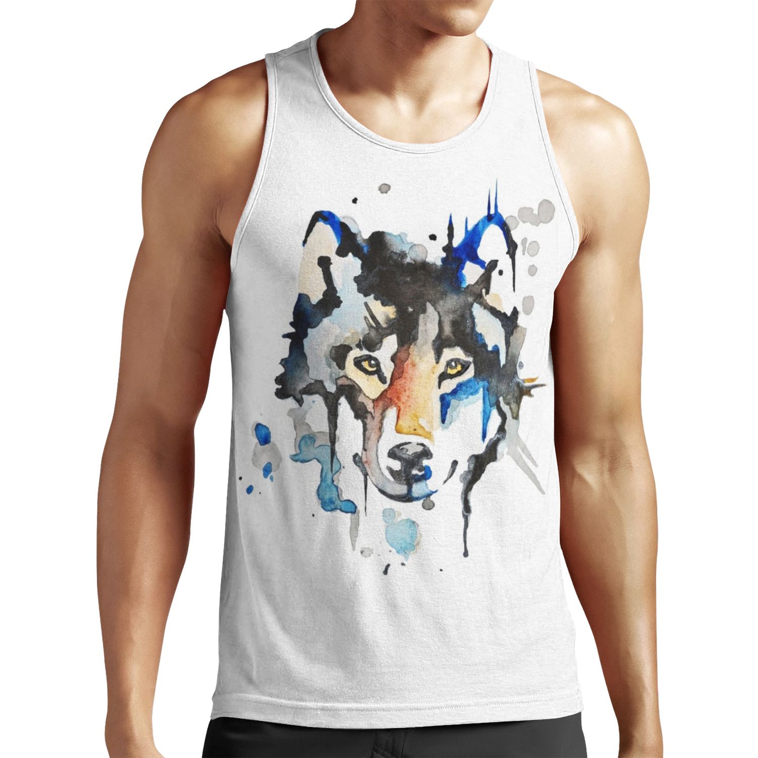Watercolour Wolf All-over-print Unisex Tank Top