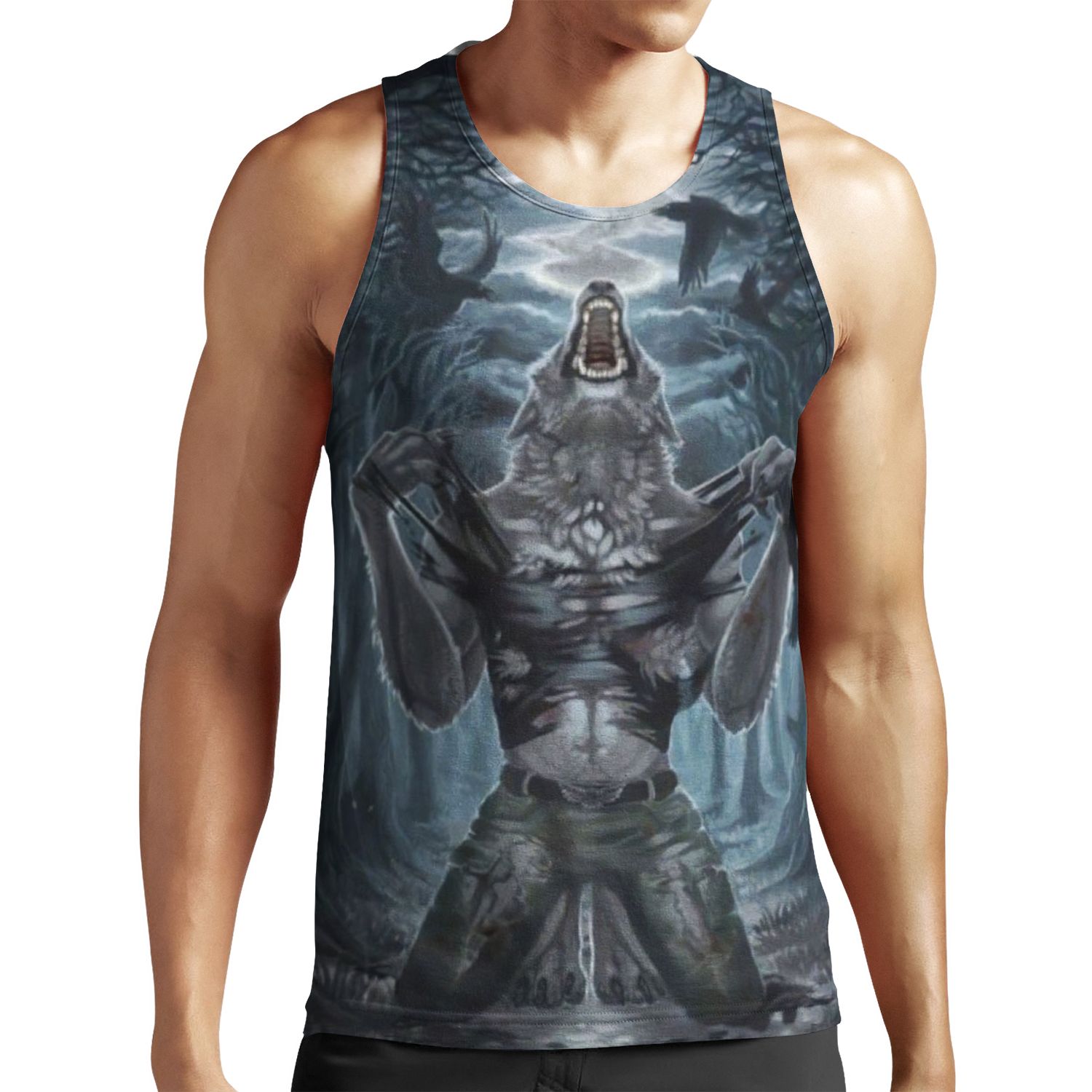 Werewolf Ripping Shirt Meme All-over-print Unisex Tank Top