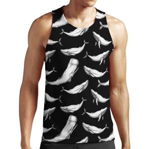 Whales In Black All-over-print Unisex Tank Top