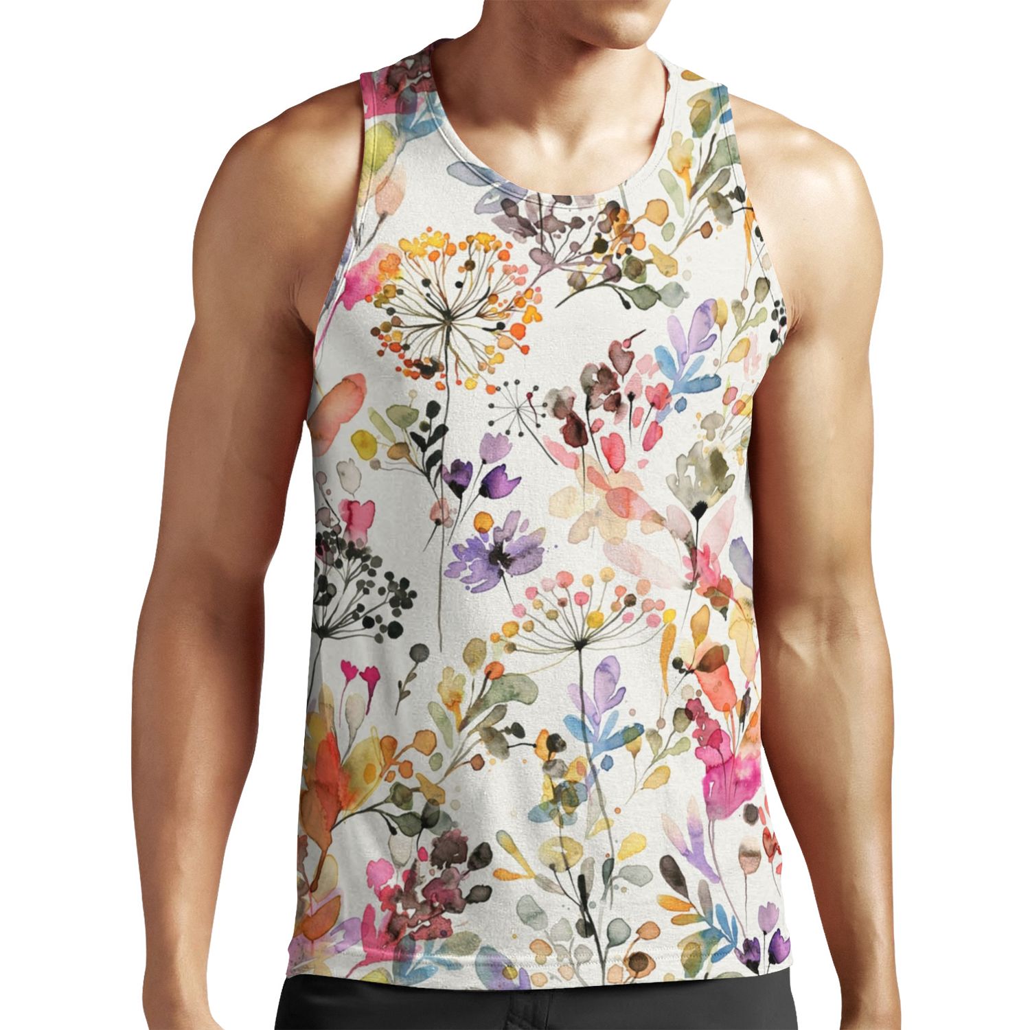 Wild Flowers And Plants Watercolor Wild Nature Botanical Print All-over-print Unisex Tank Top