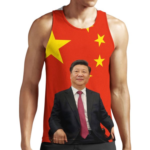 Xi Jinping In Front Of The Chinese Flag All-over-print Unisex Tank Top